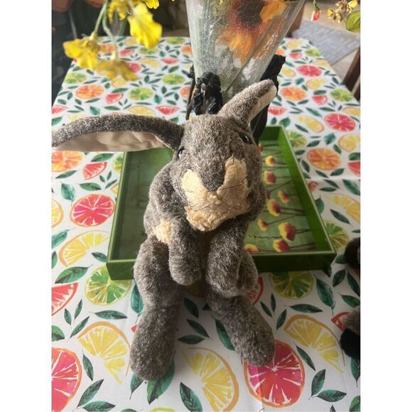 Three vintage plush hand puppets, jack rabbit, raccoon and frog folkmanis, dakin - Picture 12 of 16